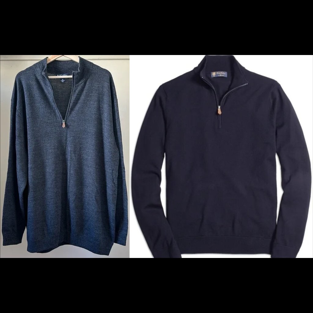 New Brooks Brothers 100% Saxxon Wool Knit Quarter Zip Pullover Grandpa Sweater